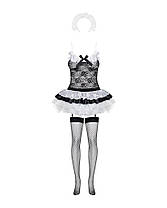 Еротичний костюм покоївкою з спідницею Obsessive Housemaid 5 pcs costume L/XL, чорно-білий, топ з подв, фото 5