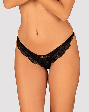 Напівпрозорі трусики з підвіскою Obsessive Ivannes panties black 2XL/3XL, чорні, фото 1