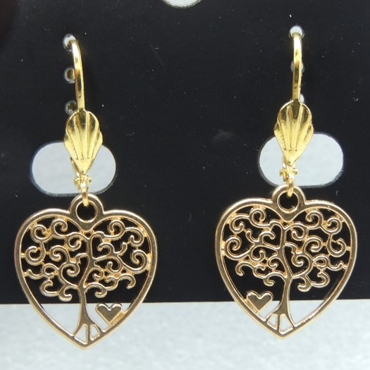 Сережки Liresmina Jewelry сережки європейські Дерево життя та кохання 3.5 см золотисті