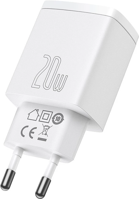 Мережевий зарядний пристрій Baseus Compact Quick Charger U+C 20W EU white (CCXJ-B02), фото 1