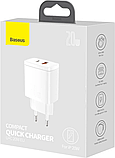 Мережевий зарядний пристрій Baseus Compact Quick Charger U+C 20W EU white (CCXJ-B02), фото 9