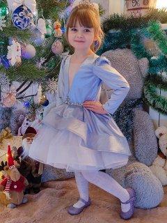 Дитяча сукня оксамитова пудрового кольору на зріст 98-104 см