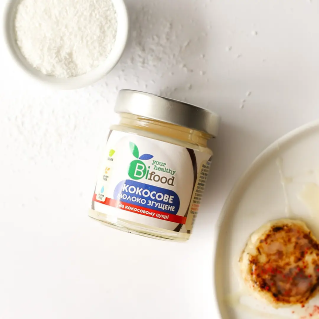 Кокосове згущене молоко веганське, на кокосовому цукрі, 240 г, Bifood ️ ...