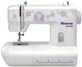 Швейна машина МINERVA Max20M, електромех., 70 Вт, 15 швейних операцій, петля напівавтомат, білий з малюнком