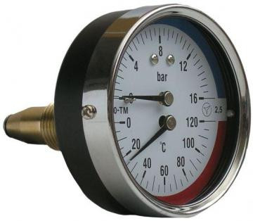 Термоманометр осевой ф80мм с поверкой 4,6,10 bar / 120 C Украина - фото 1 - id-p292497412
