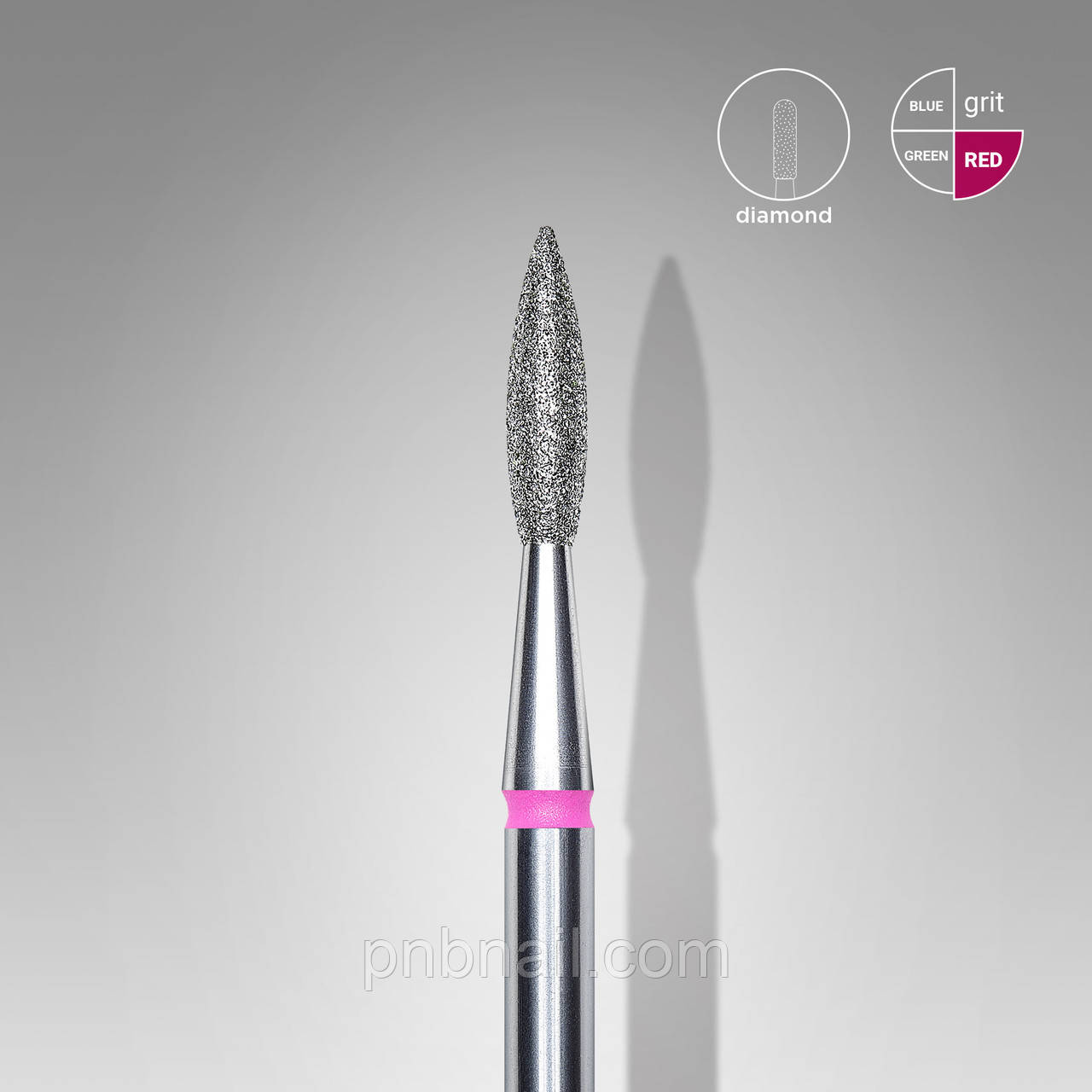 Фреза алмазна полум’я гостре червона діаметр 2,1 мм / STALEKS PRO