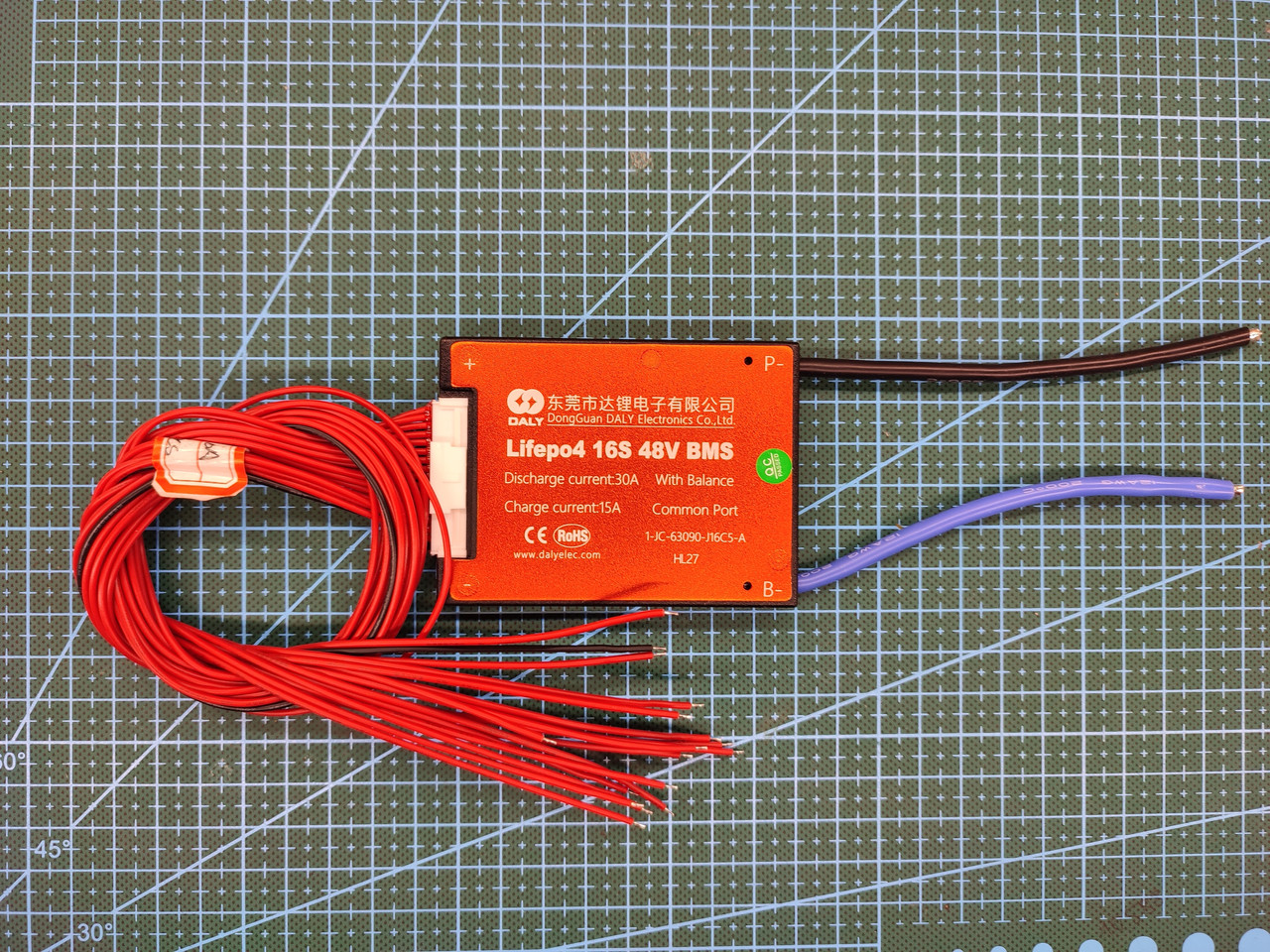 Плата BMS Daly 16S 48 вольтів 60A для LiFePO4 акумуляторів