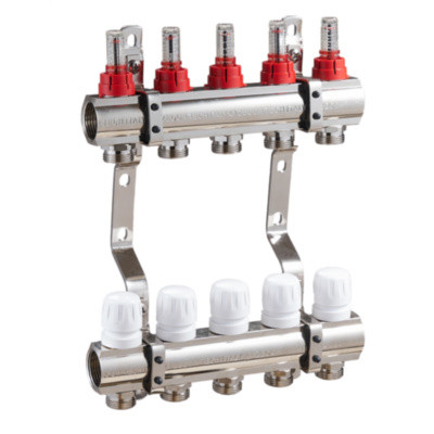 Блок колекторний з витратомірами Zegor QS-1851 (1"х3/4 5 виходів, євроконус), фото 1