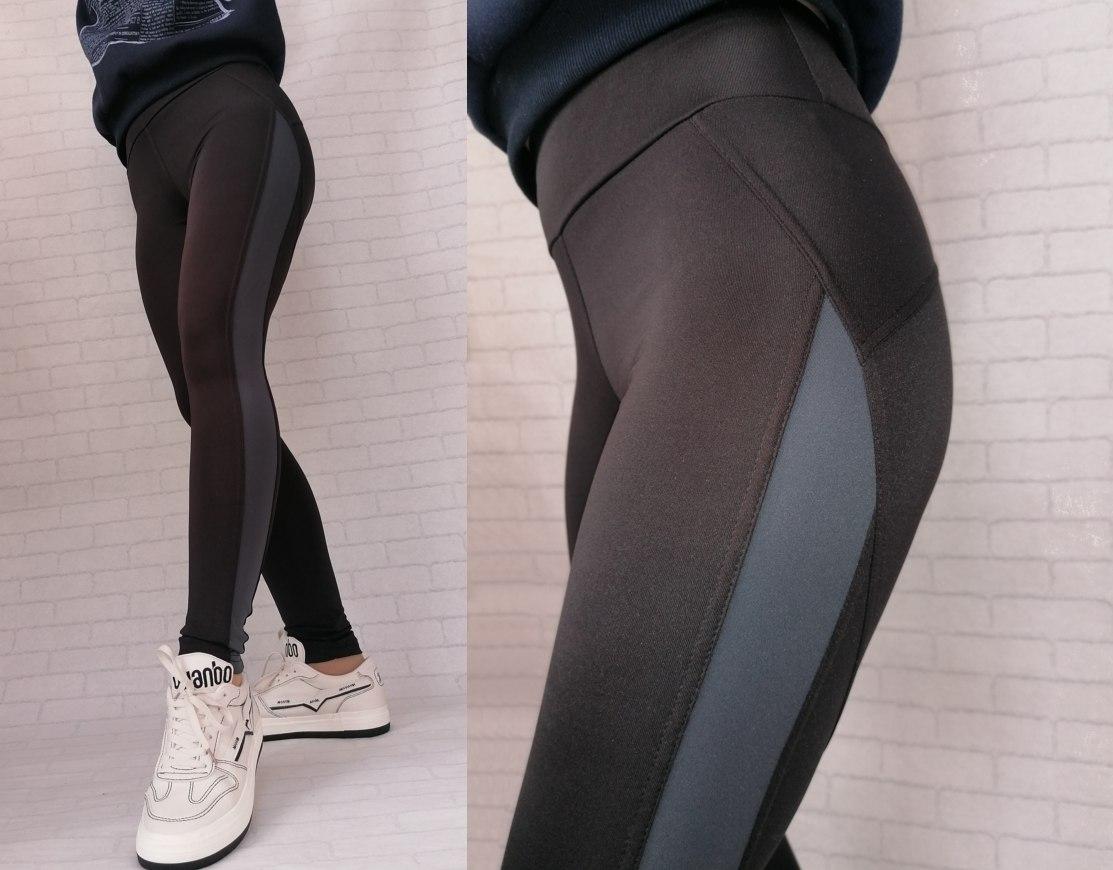 Жіночі лосини для спорту. Молодіжні лосини з високим поясом та сірою вставкою, розмір S
