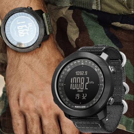 Чоловічий армійський водостійкий тактичний годинник з компасом North Edge Apache, електронний протиударний годинник