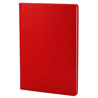 Записна книжка А4, 128 аркушів, кремовий папір, клітинка, обкладинка штучна шкіра червона