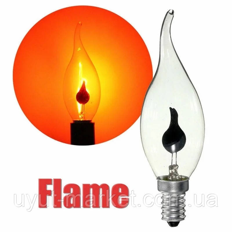 Лампа накаливания мерцающая свеча на ветру 10Вт Е14 C35B "Пламя" для декоративного освещения - фото 2 - id-p1751086023