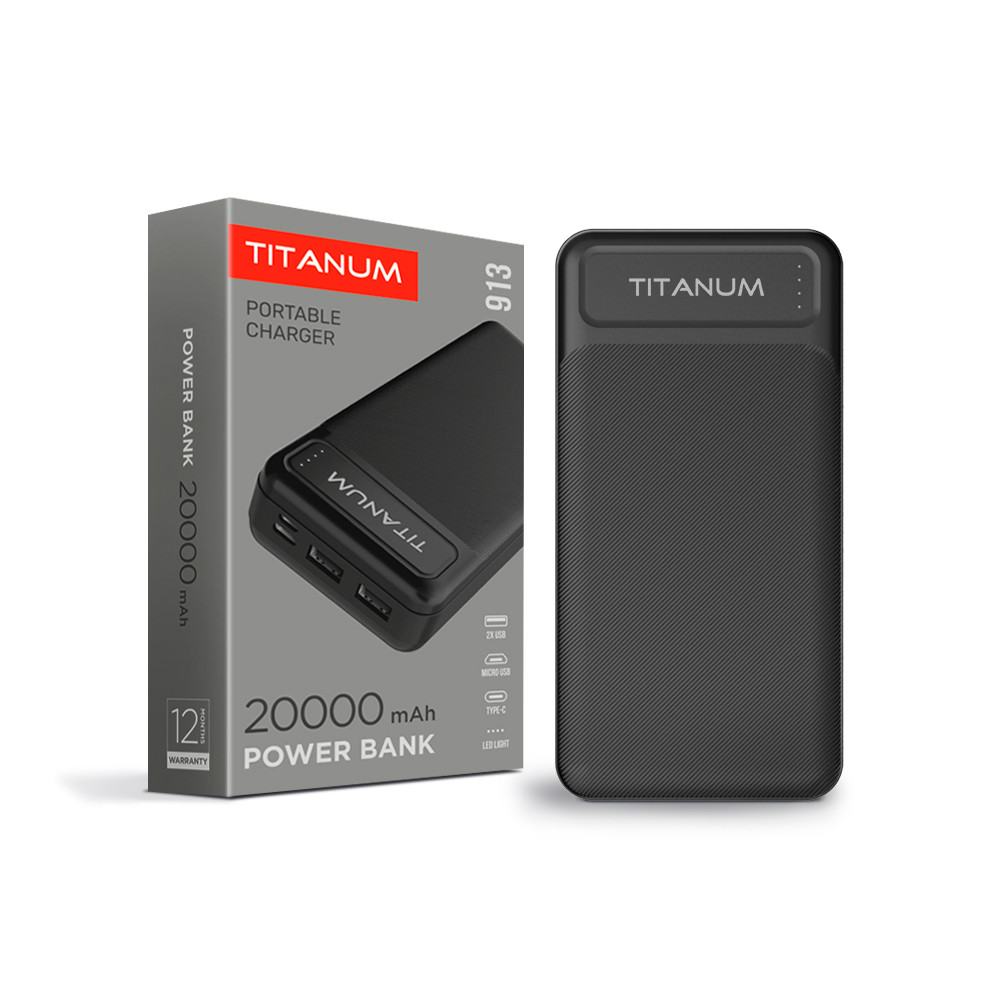 Зарядний пристрій Power bank TITANUM 913 20000mAh чорний