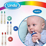 Набір із двох щіточок для ясен і перших зубів Lindo з безпечним кільцем Блакитний, фото 3