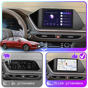 Штатна магнітола Lesko для Hyundai Sonata VIII (DN8) 2019-2020 екран 10" 6/128Gb 4G Wi-Fi GPS Top, фото 4