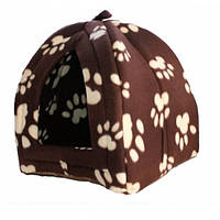 М'який будиночок для хатніх вихованців Kennel Portable Dog House теплий лежак для собак і кішок Коричневий