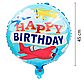 Фольгована куля круглі літаки, повітряна кулька з написом і малюнком Happy birthday діаметр 45 см, фото 2