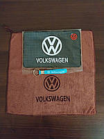 Набор аксессуаров с логотипом Фольксваген Volkswagen, силиконовый коврик, микрофибра, силиконовый брелок
