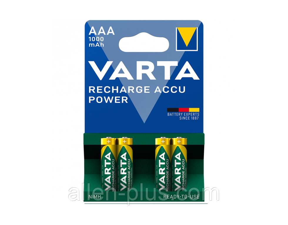 Комплект акумуляторів Varta Ready-To-Use AAA 1000 mAh, Ni-MH (блістер 4 шт)