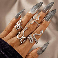 Кольцо змей набор колец змея в стиле панк ,унисекс , когти готическое кольцо