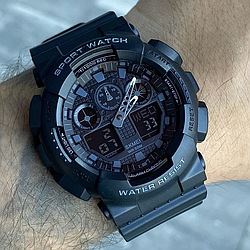 Чоловічий спортивний годинник Skmei Original водонепроникний чорний оригінальний