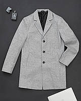 Мужское пальто демисезонное двубортное Bang V2 серое Пальто весеннее осеннее