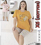 Піжама жіноча БАТАЛ футболка і капрі бавовна 100% пр-во Туреччина 1XL-2XL-3XL-4XL