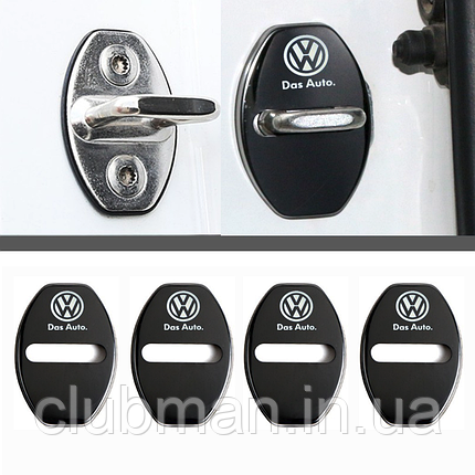 Накладка на дверний замок з емблемою VW Volkswagen (Фольцваген) Комплект 4 шт Чорний металик, фото 1