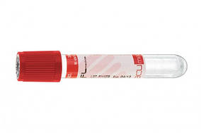 Вакуумні пробірки Vacumed без наповнювача 13*75 мм (для 4 мл крові, з червоною кришкою), 100 шт./пач.