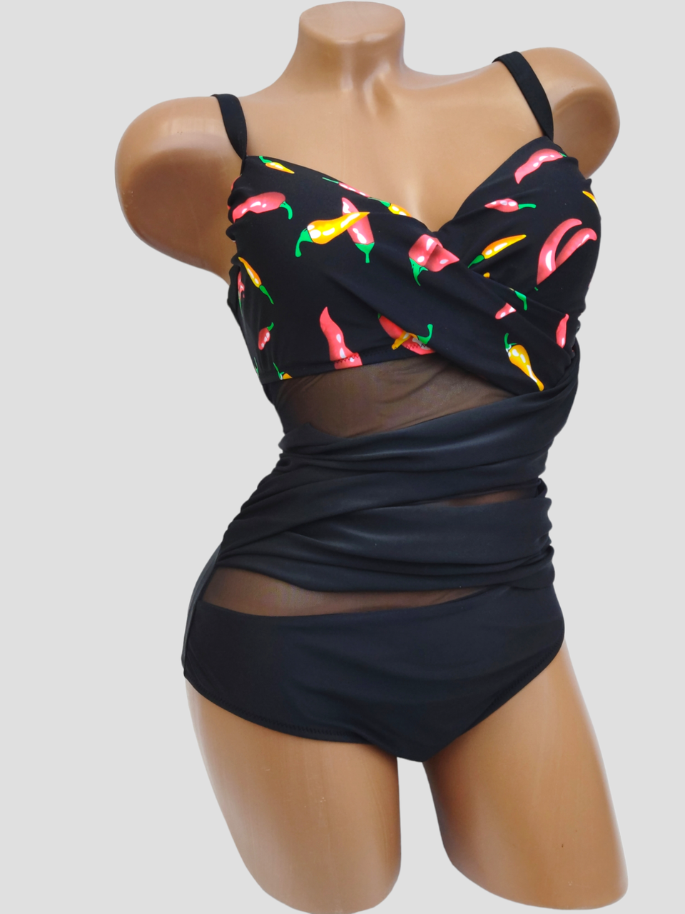 ОПТ Закритий купальник із сіткою Z.Five 75907 чорний на 48 50 52 54 56 розмір