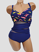 ОПТ Закритий купальник із сіткою Z.Five 75907 синій на 48 50 52 54 56 розмір, фото 2