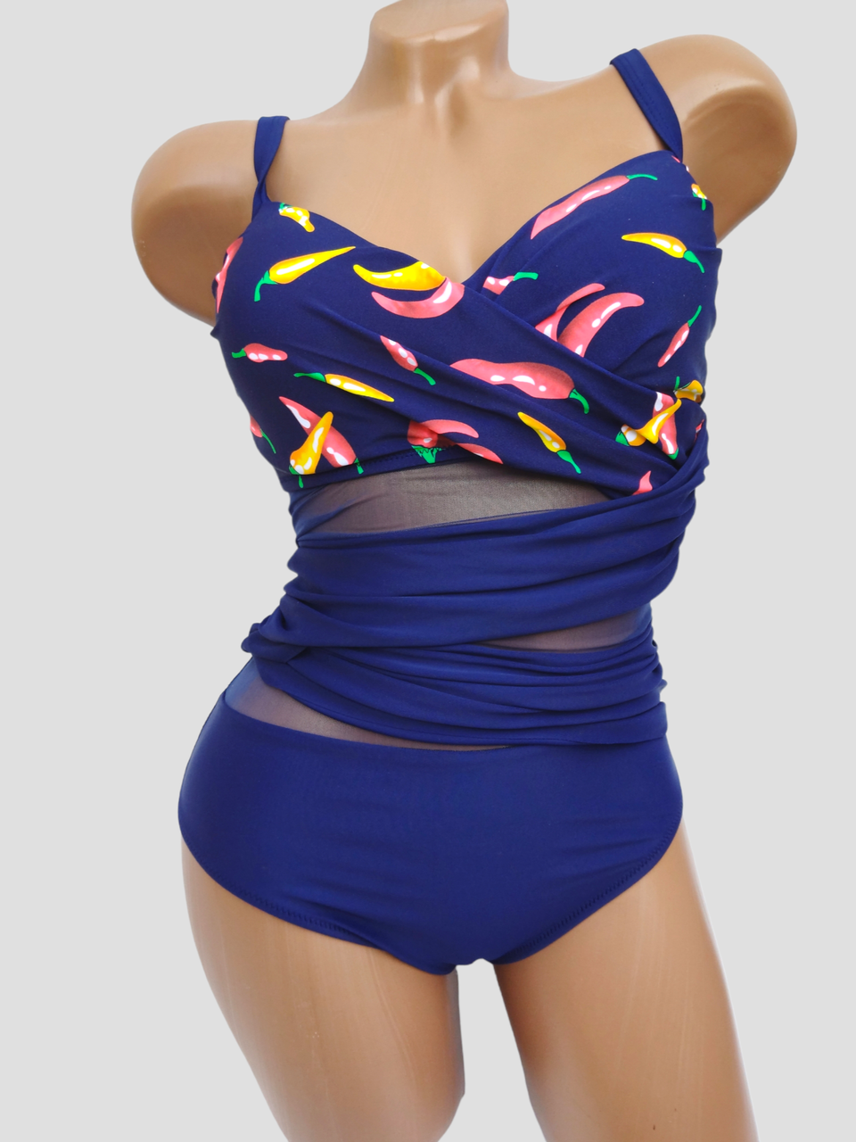 Закритий купальник із сіткою Z.Five 75907 синій на 48 50 52 54 56 розмір