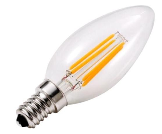 Світлодіодна лампа Lemanso Filament LED LM392 4W С35 Е14 3000K (свічка, прозора) Код.58638