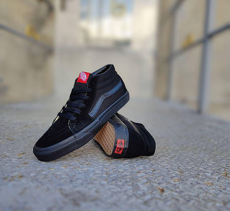 Високі Vans Old Skool ALL Black кеди чорні замша чоловічі ванс демісезон унісекс, фото 1