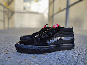 Високі Vans Old Skool ALL Black кеди чорні замша чоловічі ванс демісезон унісекс, фото 4