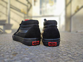 Високі Vans Old Skool ALL Black кеди чорні замша чоловічі ванс демісезон унісекс, фото 6