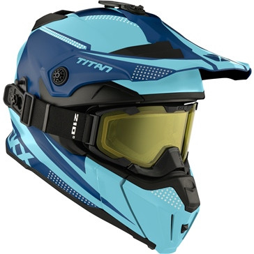 Мотошолом кросовий з окулярами CKX titan blue/matt