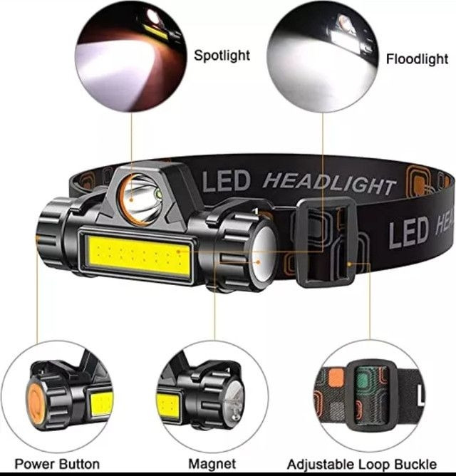 Ліхтарик налобний WD-142 СОВ LED +LED вбудований акумулятор