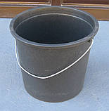 Відро пластикове 17 літрів із металевою ручкою чорне Ø 33 см h=28 см (ПолімерАгро), фото 2