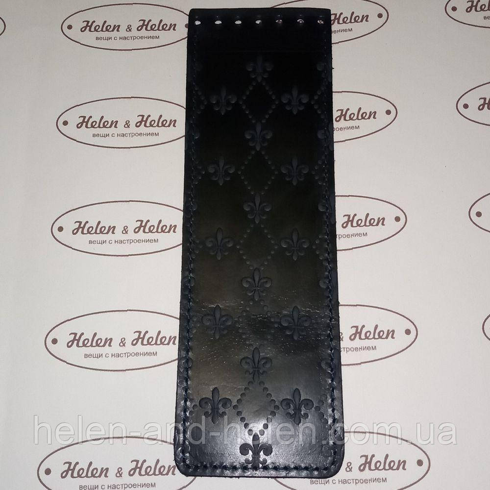 Клапан вузький із тисненням "Лілії". Колір "Темно-синій", фото 1