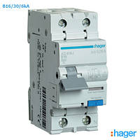 Дифавтомат HAGER ADA916D 16А, 30mA, В, 1P+N, 6кА тип A, дифференциальный автоматический выключатель Хагер