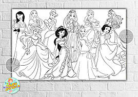 Плакат - Розмальовка "Принцеси Діснея-1" 120х75 см