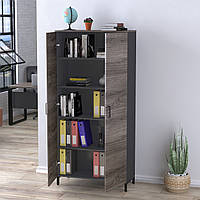 Шафа офісна з полицями для документів двостулкова LT-900-1900 каркас антрацид Loft Design Дуб Палена