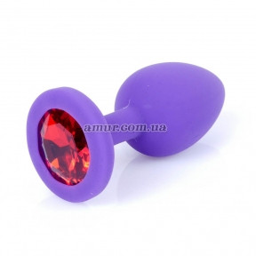 Анальна пробка Jawellery Small фіолетова з червоним каменем