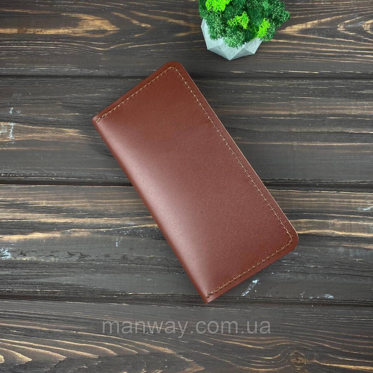 Чоловіче коричневе портмоне з натуральної шкіри Longer Den gl