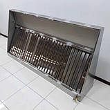 Парасолька пристінна витяжна розмір 2200х900 мм з жировловлювальними касетами для ресторану з нержавійки 0.8 мм, фото 4