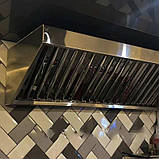 Парасолька пристінна витяжна розмір 2200х900 мм з жировловлювальними касетами для ресторану з нержавійки 0.8 мм, фото 8