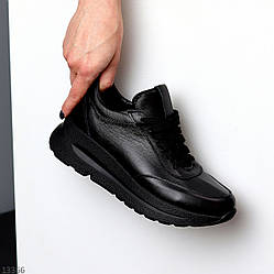 Чорні шкіряні жіночі кросівки натуральна шкіра колір на вибір