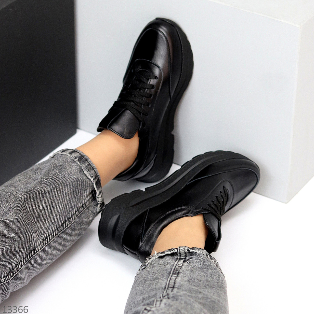 Черные кожаные женские кроссовки натуральная кожа цвет на выбор весна 2023 - фото 8 - id-p1751304772