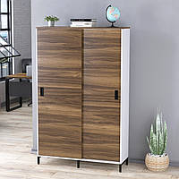 Шафа офісна для документів розсувна двостулкова LS-1200-1900 каркас білий Loft Design Горіх Модена